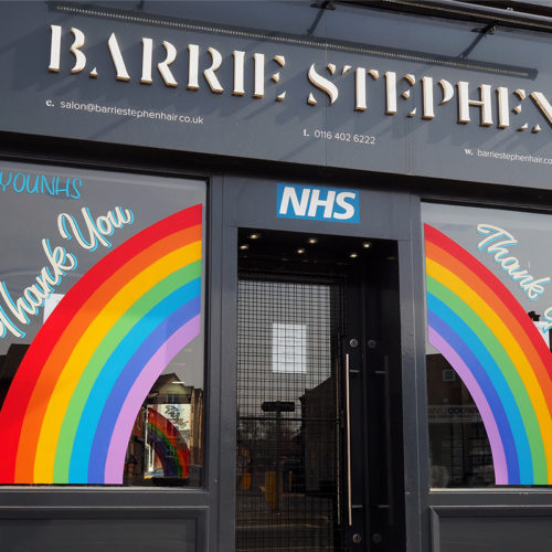 Leicester hairdresser thanks NHS workers with rainbow windows