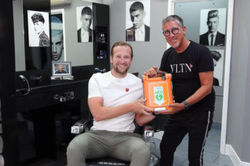 TONI&GUY Billericay salon receives automated external defibrillator on behalf of The Justin Edinburgh 3 Foundation